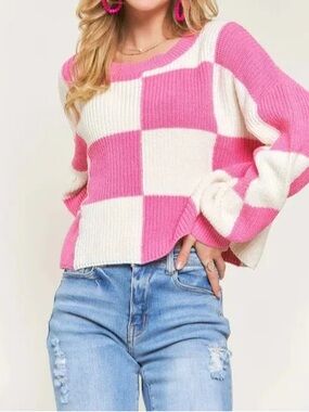 Pink checkered sweater